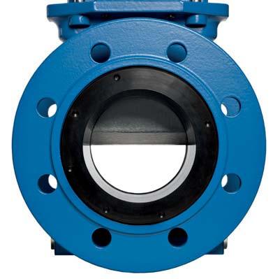 The valve has seats with integrated flange sealings, saving the need for gaskets, which are flexible in the axial way.