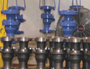 Valves are thoroughly cleaned and primered with Epoxy Zinc Phosphate primer, followed by a final coat of Epoxy Blue.