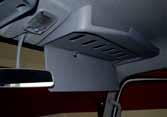 The Mitsubishi FE180 only offers the overhead storage compartments. with driver retention.
