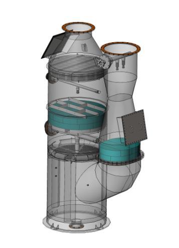The Krystallon scrubber was configured to treat the combined emissions from three auxiliary engines. The design schematic is provided in Figure 2.