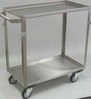 Medium Duty Shelf Stainless Utility Carts ZE, ZF, ZG - Stainless carts with standard and ergonomic handles 0 LB CAPACITY All welded construction (except casters & ergonomic handles).