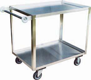 Stainless & 3 Shelf Bumper & Standard Handle Carts XH, XJ, XK, XY - Carts w/bumper handles or flush one side for flush load and unload 1,00 LB CAPACITY All welded construction (except casters & donut
