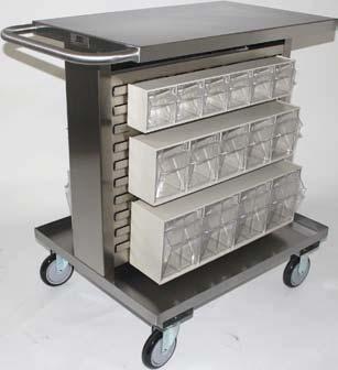 Stainless Removable Plastic Bin Carts ZT, RN, & RO - Stainless steel mobile small parts organizers 1,00 LB CAP.*(*800 lb with casters) Double sided louvered panels accept plastic bins.
