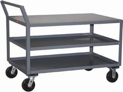 3 Shelf,400 lb Reinforced Low Profile Carts Model LJ Extra durable carts for heavy ITEMS,400 LB CAP* (*,000 lb with casters) All welded construction (except casters) 1 gauge caster mounts for long