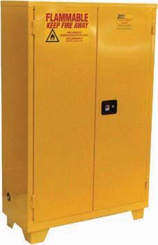 Forkliftable Safety Cabinets For Flammables - 3 Door Types FM, FS, FF - flammable liquid storage, double walled, with floor clearance All welded double wall 18 gauge construction with 1-1/"