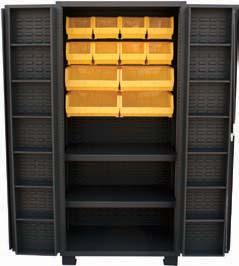 Yellow plastic bin sizes: Backwall: Big Bins (16-1/"w x 14-3/4"d x 7"h) Large Bins (8-1/4"w x 11"d x 7"h) Doors: Small Bins (4-1/8"w x 7-1/"d x 3"h) Door shelves 14 gauge 3-1/" deep Full shelf rails