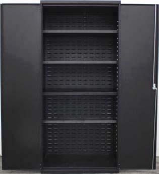 Plastic Bin & Shelf 16 Gauge Cabinets - Solid Doors OA, OB, OC - Durable closed storage with solid doors 16 gauge steel weld & rivet construction.