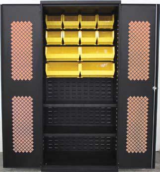 Plastic Bin & Shelf 16 Gauge Cabinets - Clearview Doors OD, OE, OF - Durable closed storage with clearview doors 16 gauge
