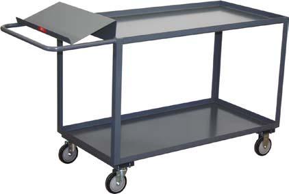 Shelf Order Picking Carts Model SO - Rugged general use carts with built in writing stand for record keeping 1,00 LB CAP.*(*800 lb with casters) All welded construction (except casters).