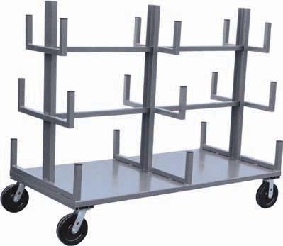 Platform height - 11". Usable arm spacing (horizontal) - each side: Top 6-1/" Middle - 10-1/" Bottom - 14-1/" Overall height - 59. Application: Three levels of horizontal storage.