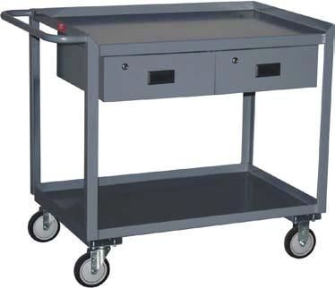 Top shelf has front lip down for flush work area and 3 lips up. Lockable drawers (keyed alike) with keys - 5 h x 16 w x 16 d Tubular handle with smooth radius bend for comfort and uniform appearance.