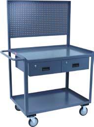 Mobile Workbenches & Cabinets With Racks SM, JW, SN, JV - Durable utility carts with racks for tools & small parts bins 1,00 LB CAP.* (*800 lb.
