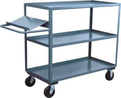 3, 4, & 5 Shelf Order Picking Trucks CO, DO, EO - Heavy duty stock trucks with built in writing stand for record keeping 3,000 LB CAPACITY* (*,000 lb with rubber casters) Writing stand 1" by width of