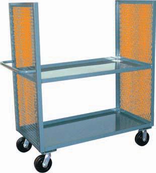 , 3, & 4 Shelf Sided Mesh Trucks EB, EC, ED - Clear view heavy duty trucks with maximum durability 3,000 LB CAPACITY All welded construction (except casters).