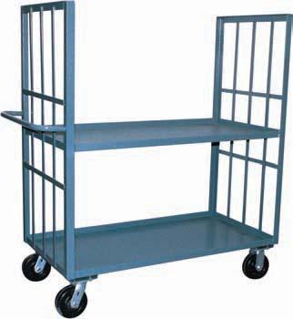, 3, & 4 Shelf Sided Stock Trucks KB, KC, KD - Clear view heavy duty trucks with maximum durability 3,000 LB CAPACITY All welded construction (except casters).