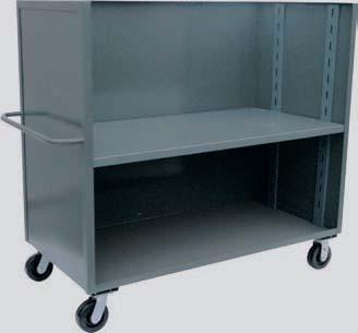 4 Shelf 3 Sided Solid Trucks Model FD - Heavy duty trucks for large packages 3,000 LB CAPACITY* (*,000 lb with rubber casters) All welded construction (except casters).
