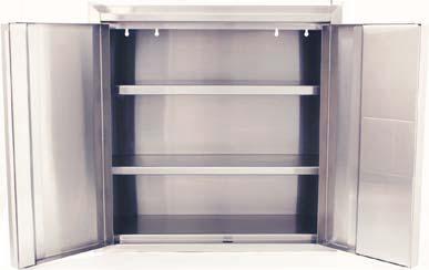 Stainless Wall Cabinets with Bins Model KP - Wall cabinets with bins for pharmaceutical, healthcare, & food service Premium polished 304 stainless steel, welded construction.