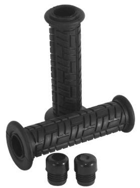 42-90941 BLACK ANODIZED CRISPLY KNURLED130MM RUBBER GRIPS WITH POLISHED ALUMINUM