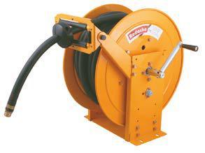 High visibility, high capacity spring (CRHA series) and manual rewind (CRWM series) hose reels. Constructed in a heavy gauge steel and finished in a durable, high gloss, powder-coated paint.