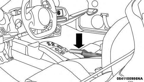 Parking Brake Lever When the parking brake is applied with the ignition switch in the MAR (ACC/ON/RUN) position, the Brake Warning Light in the instrument cluster will illuminate.