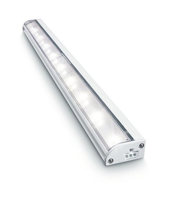 Benefits Uses 40% less energy than comparable fluorescent sources Support long runs of products without the need for new power Ultra slim profile Features Choice of neutral (4000 K) or warm
