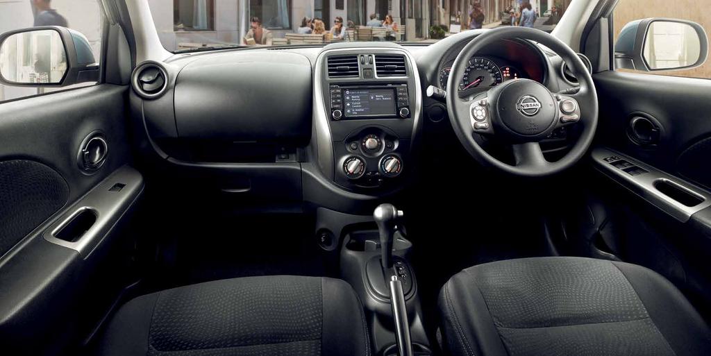 TOTAL CONTROL, COMPLETE COMFORT. Micra s striking interior design makes being in the driver s seat something to look forward to. A spacious and airy cabin interior gives a clear view ahead.