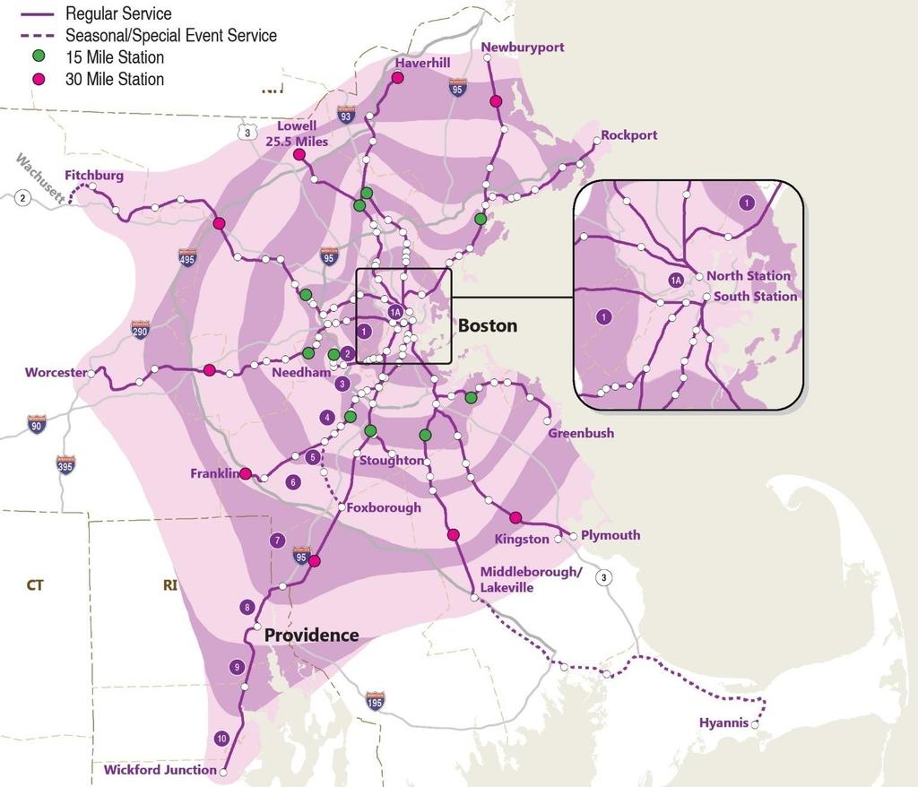 Fares Zone Structure and Travel Times There are 11 commuter rail zones (Zone 1a through Zone 10) with one-way fares between $2.10 and $11.