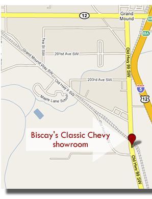 Visit the Showroom: Map and Directions Stop by Biscay s Classic Chevy showroom to check out the huge inventory on hand.