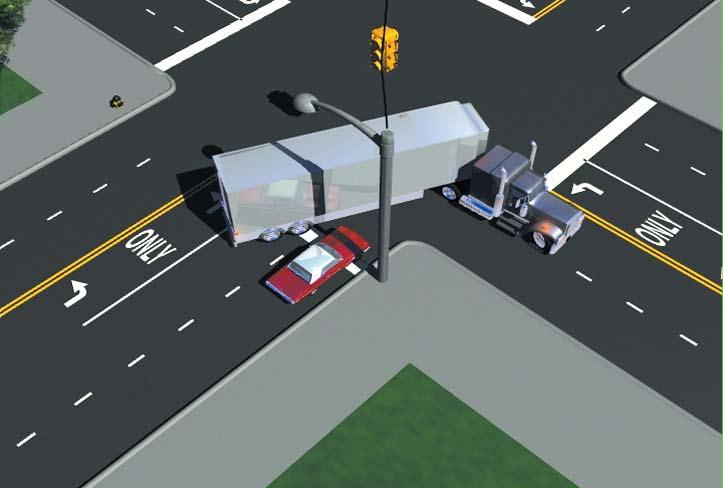 truck. If a truck driver indicates a right turn, stay back.