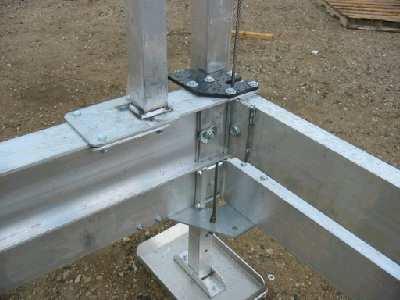 View winch column and lower galvanized steel plate with carriage tube cables attached with