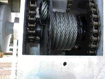Page16 Double sprocket and chain on 6000 hoist Winch bolted to hoist with wheel assembled.