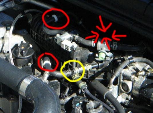 48. In picture below circled in yellow, a Tee adapter is installed to supply all the necessary components with boost pressure and vacuum.