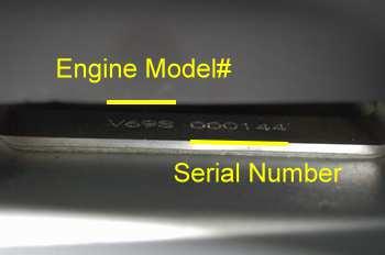 ENGINE SERIAL NUMBER LOCATION Engine serial number local under rear