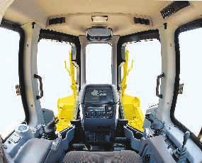 Comfortable Ride with New Cab Damper Mounting D85EX/PX s cab mounts use a newly designed cab damper which provides excellent shock and vibration absorbtion capacity with its long stroke.