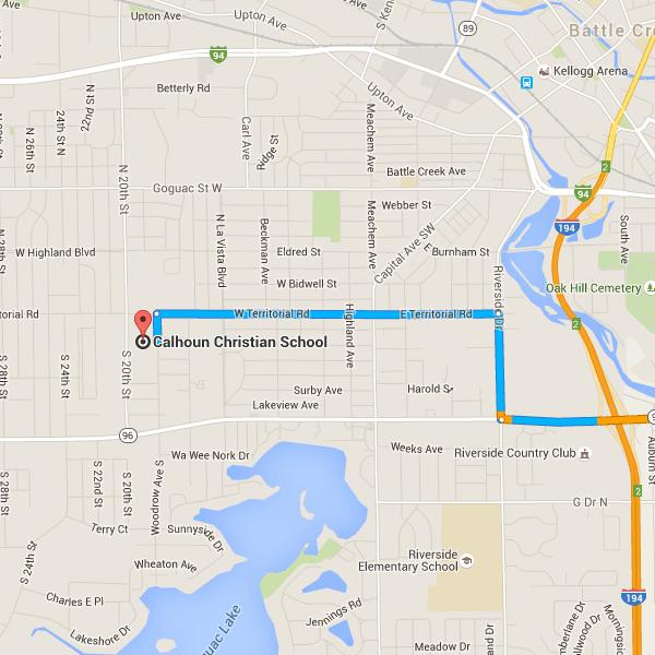9/3/2015 to Calhoun Christian School - Google Maps 7. Take exit 38 to merge onto I-94 W toward Chicago 8. Take exit 100 for M-294/Beadle Lake Rd 9.