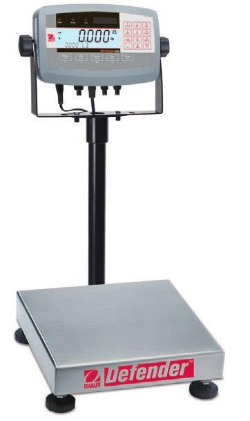 Bench Defender 7000 Bench Scales Available in Square or Rectangular Platforms ABS plastic indicator, stainless steel pan, painted steel base and column, aluminum load cell Large dual line backlit LCD