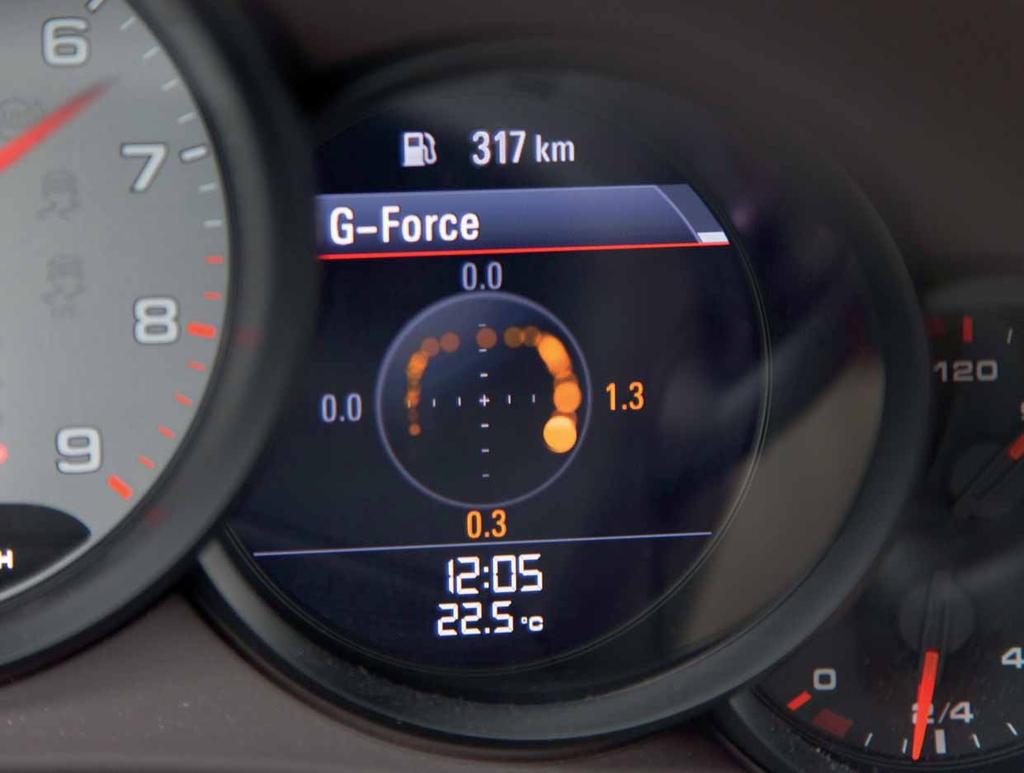 TECHNOLOGY IN DETAIL TECHNOLOGY IN DETAIL Force of Persuasion The Sport Chrono Package for the 911 and the Boxster includes a g-force display, which shows acceleration forces in graphic form.