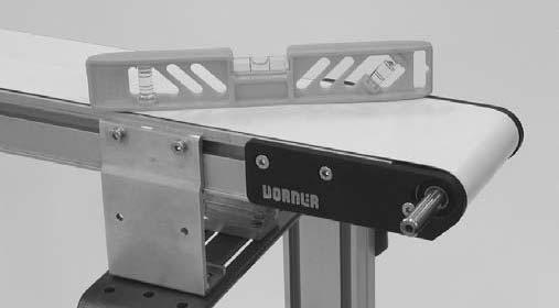 Installation NOTE Conveyor MUST be mounted straight, flat and level within confines of conveyor. Use a level (Figure, item ) for setup. 00 Series Mounting Brackets. Locate brackets.
