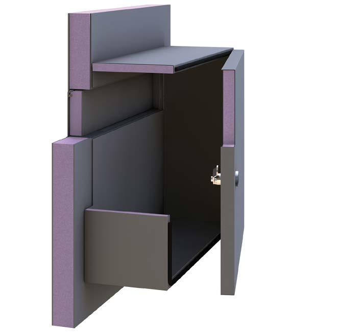 Fully-insulated door side systems Flush-mounted insulated mail slot flaps The fully-insulated mailbox system for installation in the door side has flush-mounted, recessed Avantgarde mail slot flaps