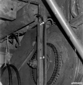 6. Refer to Figure 6 and 7 and route both cables up the vertical support arm to the underside of the cab using two cable clips and one cable tie.