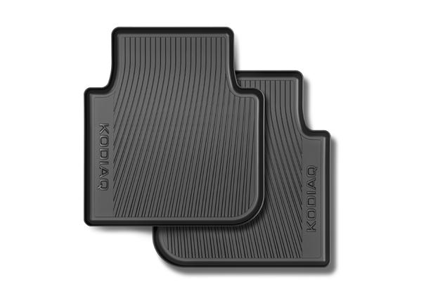 All-weather interior mats - rear 565 061 512 Material: TPE Practical accessory Protection Tests These easy-to-insert all-weather mats from the ŠKODA Original Accessories range are an ideal addition