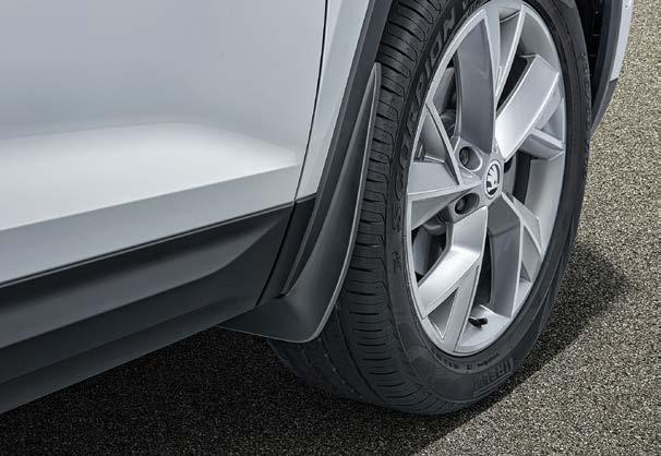 Front mud flaps 565 075 111 Material: EVA + polyethylene Utility Protection Resistance Quality The front mud flaps are another of the practical accessories from the ŠKODA Original Accessories range