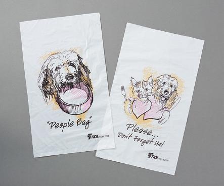 FOOD CARE BAGS 3 FOOD CARE BAGS DOGGIE BAGS 470 White 14" x 5-3/4" x 1-3/8" 500 Traditional "Doggie" design, smooth, full