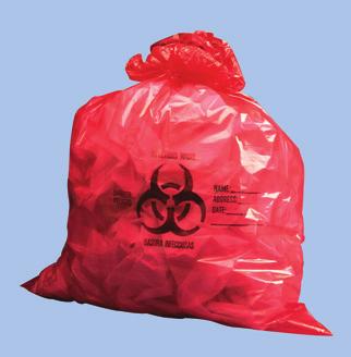 WASTE BAGS + LINERS 5 WASTE BAGS + LINERS INFECTIOUS WASTE BAGS Generously sized, durable waste bags make disposal of infectious waste easier.