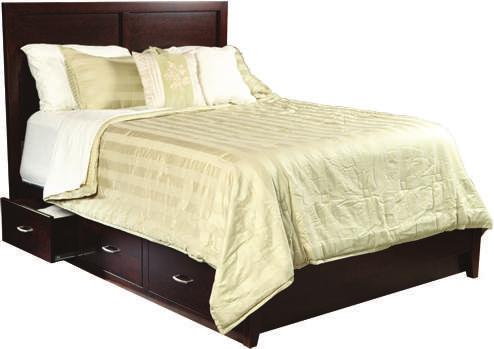 California King, Queen, Full, Twin 150 DR Series TUSCANY BED HB 54 H, FB 30"H Brown Maple / Onyx OPTIONS SHOWN Tall Footboard Wood Panel Headboard and