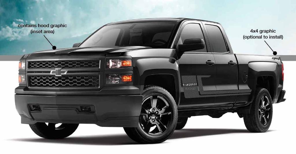 New Products BLACKOUT EDITION DECAL Enhance the appearance of the Silverado with this Blackout Edition