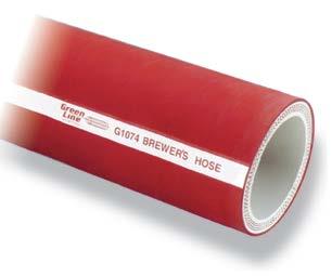 Brewer s Hose has a butyl rubber tube and cover to withstand high alcohol content and fatty liquids.