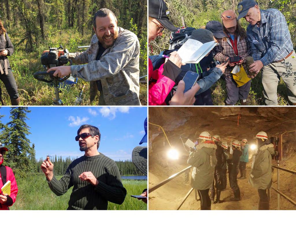 Fairbanks field trips: Misha Kanevskiy obtaining permafrost core at Smith Lake fen; students examining a