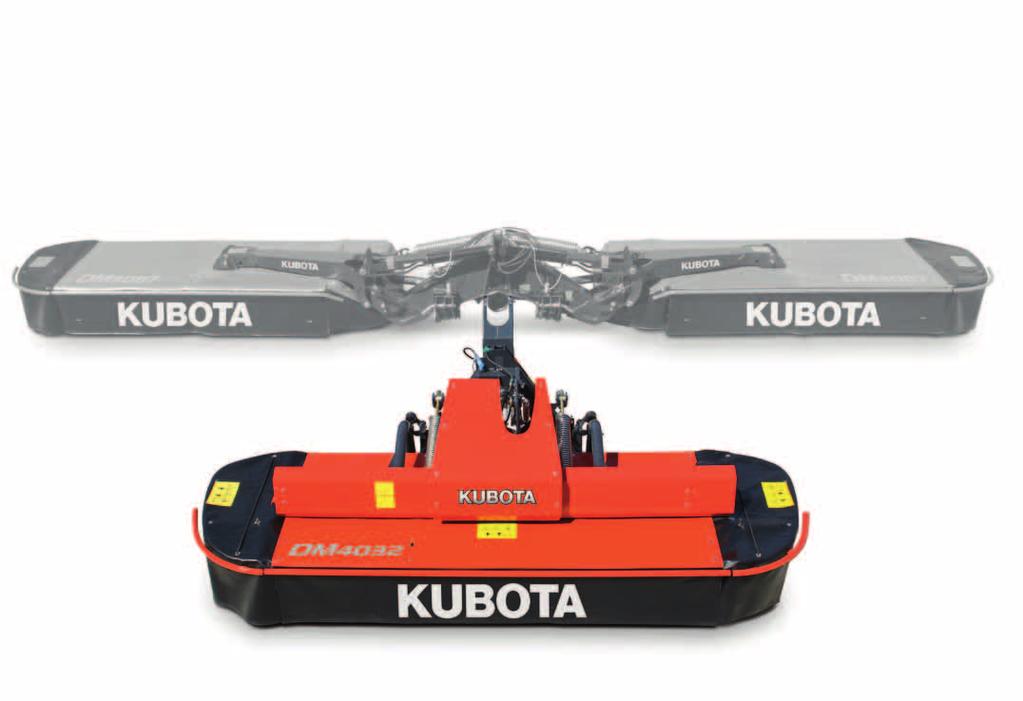 Kubota DM4032 Kubota s Non-Stop BreakAway technology protects the cutterbar by moving the mowing unit both back and up when an obstacle is encountered. Simple to set and adjust.