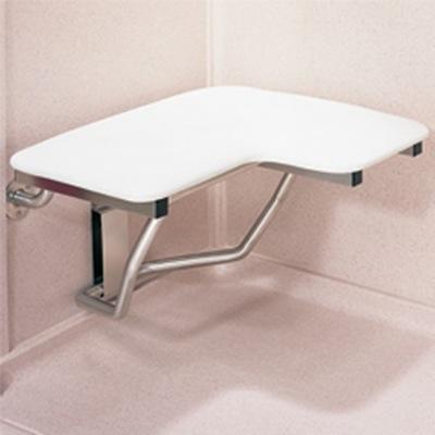 Shown in White-BF23 Barrier-Free Folding Shower Seat Model #: BF-2300 23 1/3" x 22 1/2" (597mm x 572mm) Two seat styles will fit back wall or either side wall.